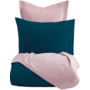 Romanette Lakenset Uni Comtesse Teal/Roze - Flanel