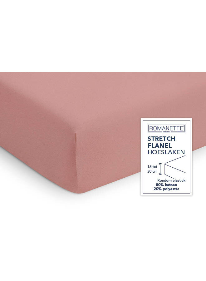 Romanette Hoeslaken Roze - Stretch Flanel