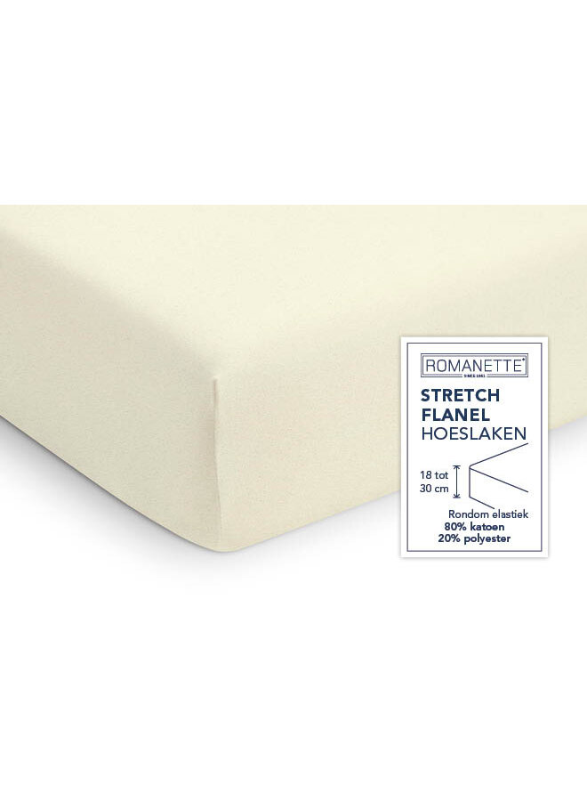 Romanette Hoeslaken Creme - Stretch Flanel