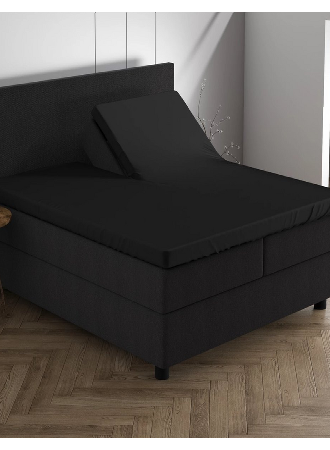 Hoeslaken Splittopper Zwart - Dubbel Jersey