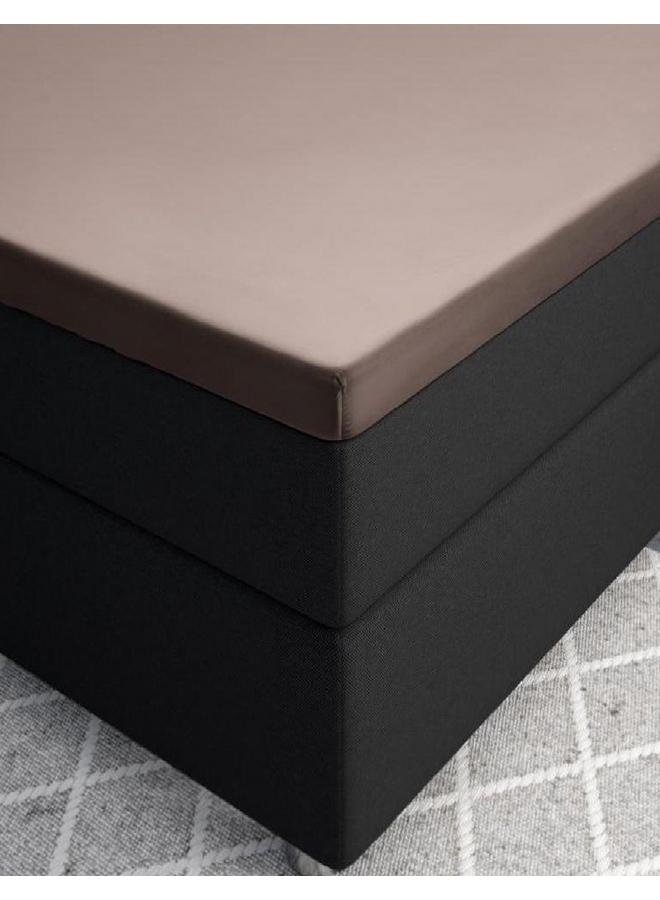 Hoeslaken Topper Taupe - Katoensatijn
