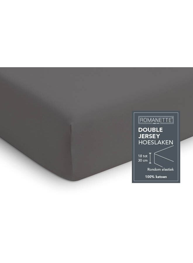 Romanette Hoeslaken Antraciet - Dubbel Jersey