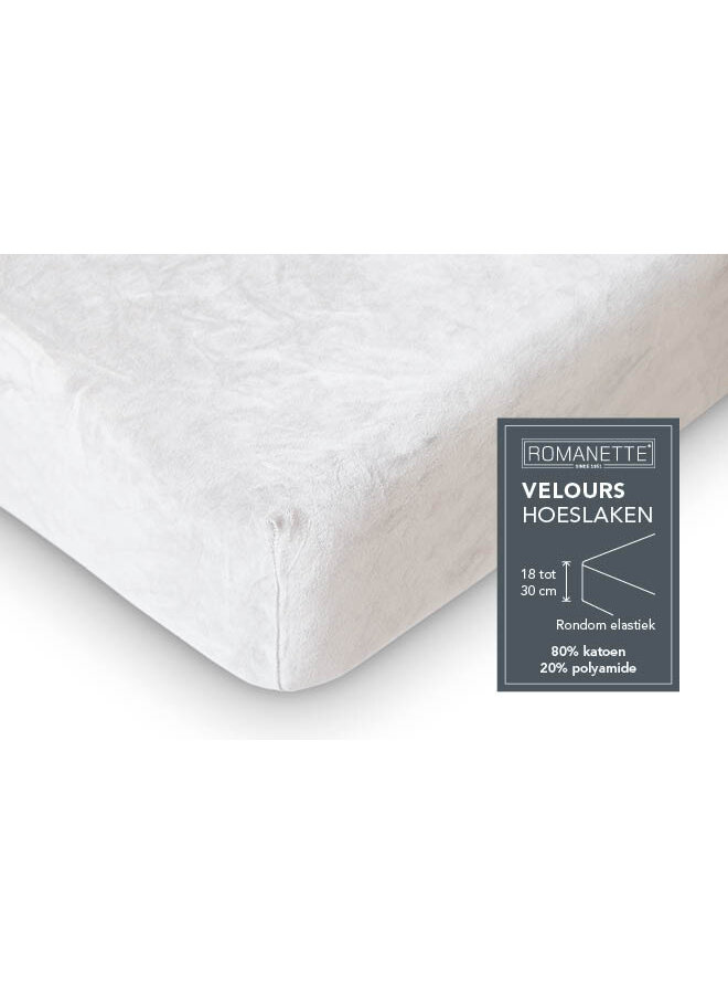 Romanette Hoeslaken Wit - Velours