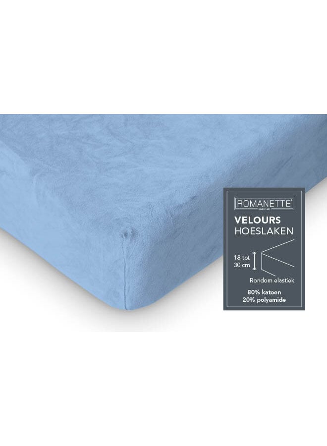 Romanette Hoeslaken Blauw - Velours