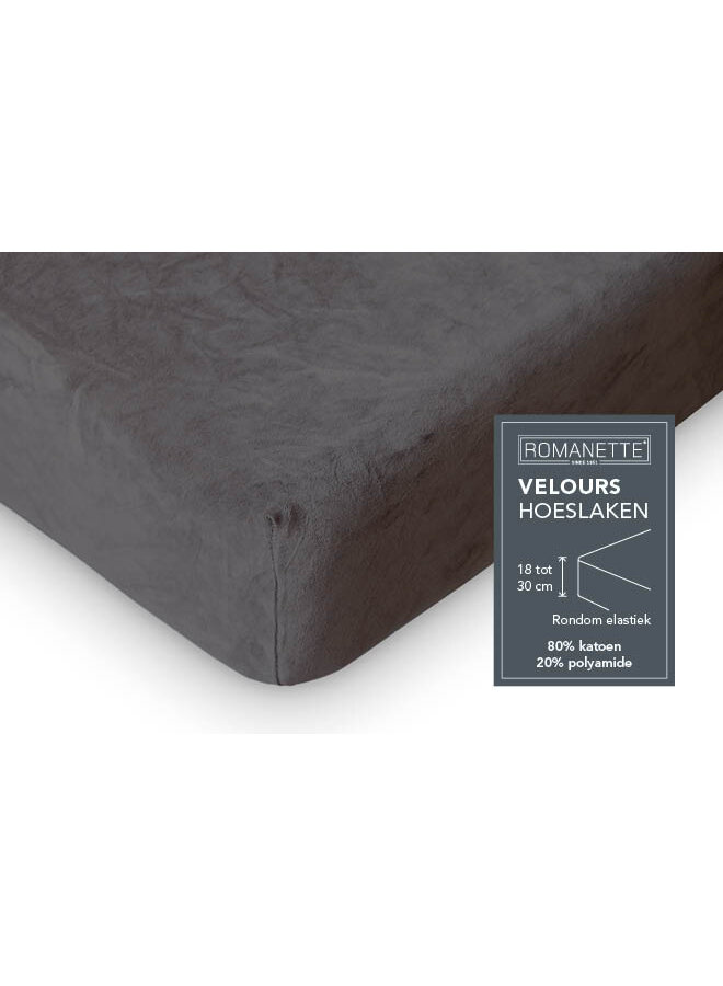 Romanette Hoeslaken Antraciet - Velours