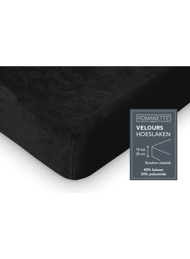 Romanette Hoeslaken Zwart - Velours