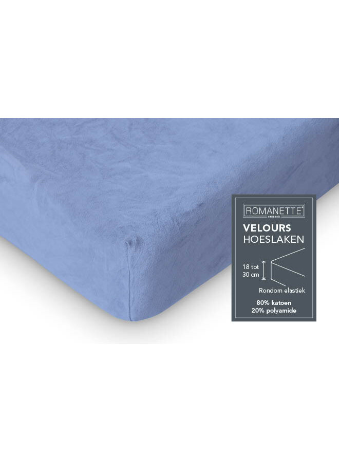 Romanette Hoeslaken Lavendel Blauw - Velours