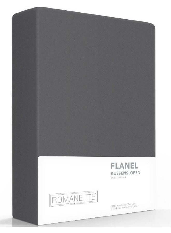 Romanette Kussenslopen Antraciet - Set Van 2 - Flanel