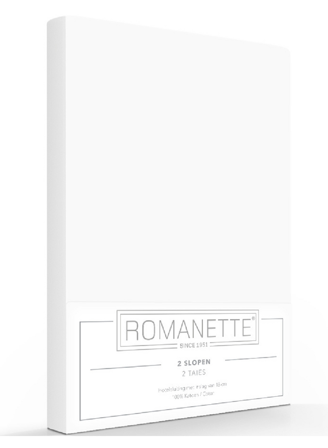 Romanette Kussenslopen Wit - Set Van 2 - 60x70 - Katoen