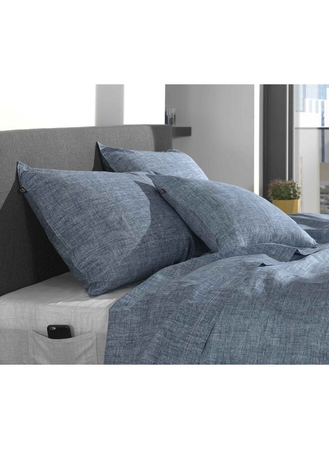 ZO! Home Kussenslopen Lino Donkerblauw - Set Van 2 - Katoen