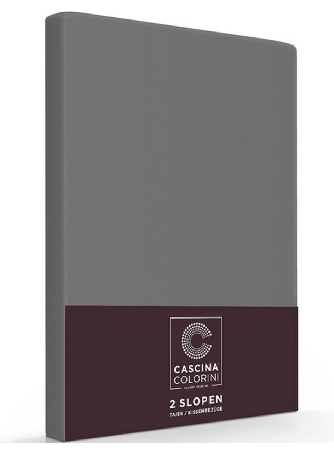 Kussenslopen Antraciet - Set Van 2 - Egyptisch Percale Katoen
