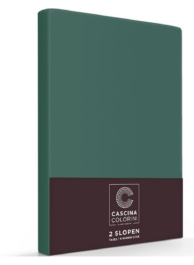 Cascina Colorini Kussenslopen Botanisch Groen  - Set Van 2 - Egyptisch Percale Katoen