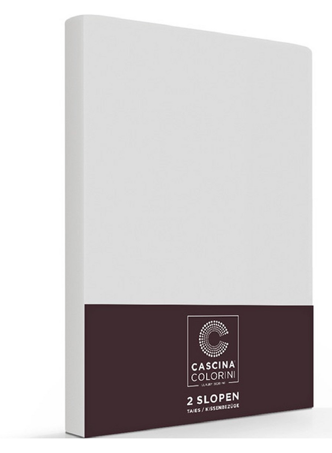 Cascina Colorini Kussenslopen Grijs - Set Van 2 - Egyptisch Percale Katoen
