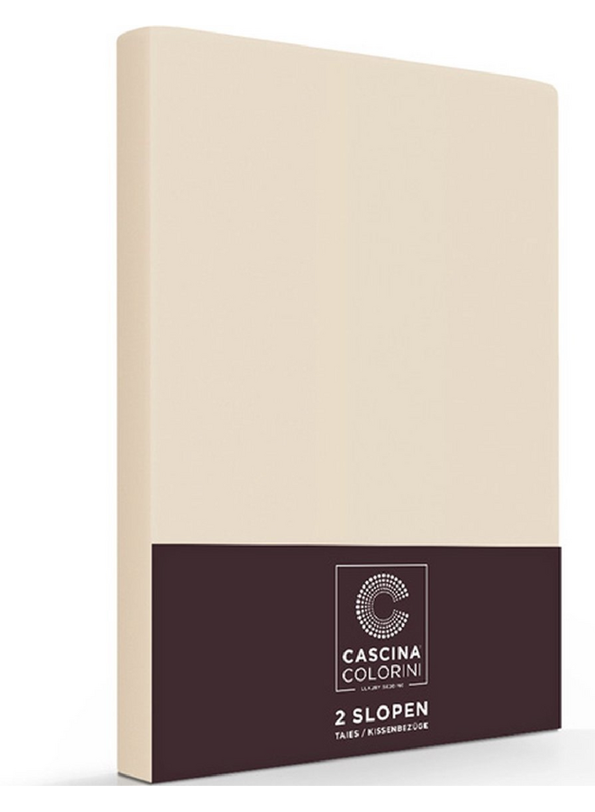 Cascina Colorini Kussenslopen Zand - Set Van 2 - Egyptisch Percale Katoen