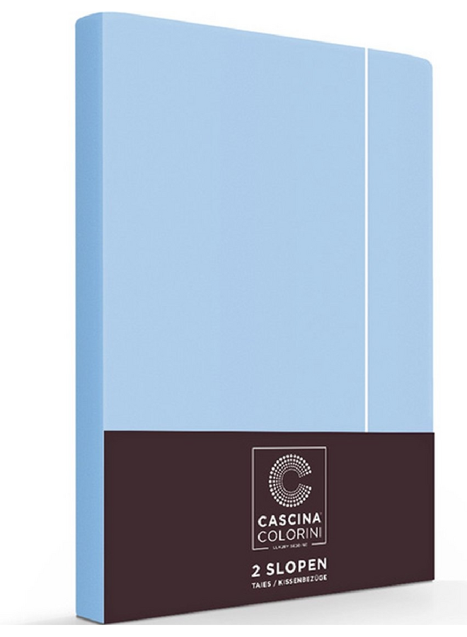 Kussenslopen Divina Blauw/Wit - Set Van 2 - Egyptisch Percale Katoen