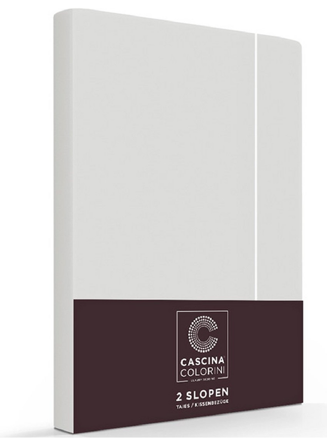 Cascina Colorini Kussenslopen Divina Grijs/Wit - Set Van 2 - Egyptisch Percale Katoen