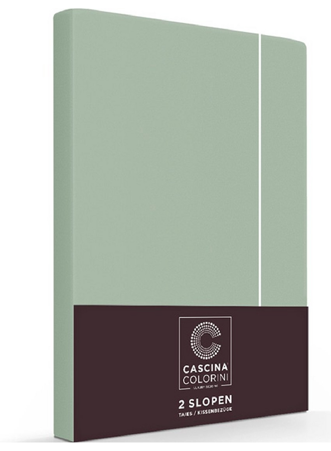 Kussenslopen Divina Groen/Wit - Set Van 2 - Egyptisch Percale Katoen