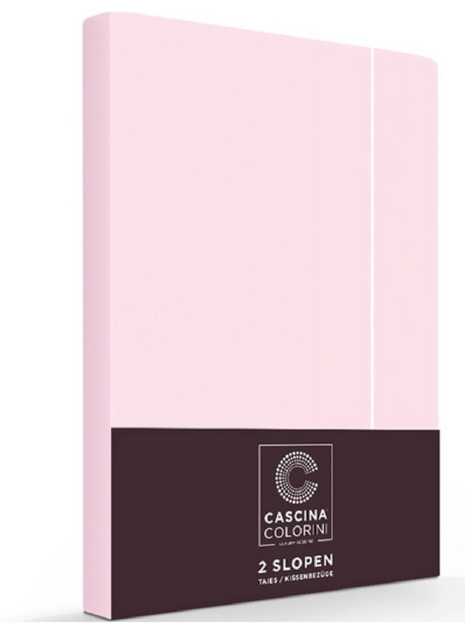 Kussenslopen Divina Roze/Wit - Set Van 2 - Egyptisch Percale Katoen