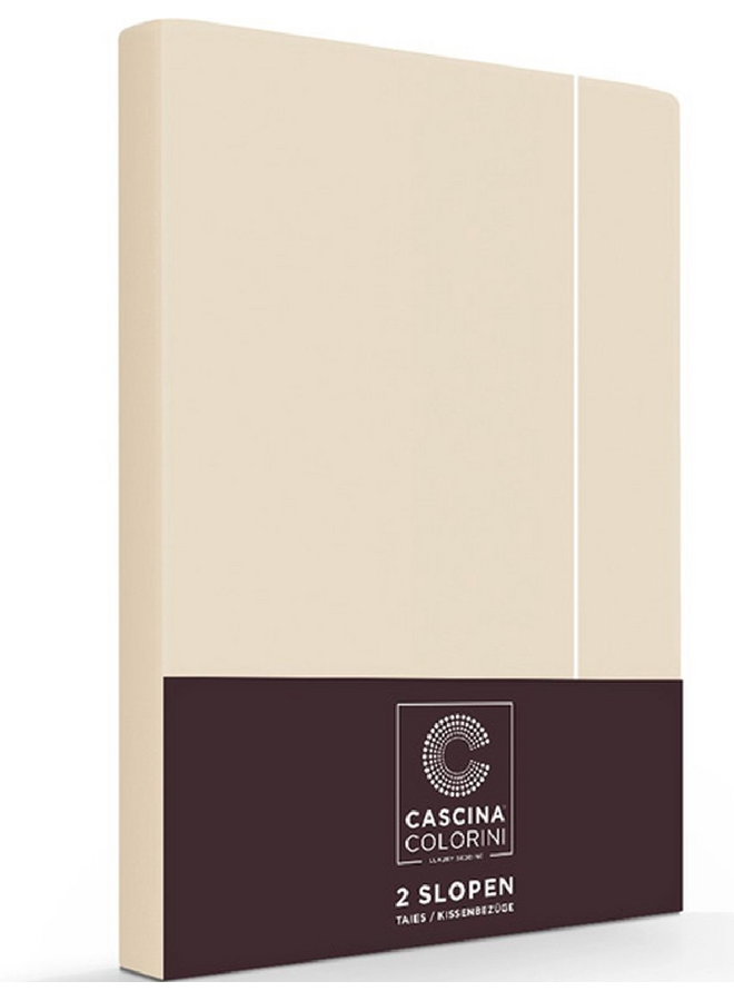 Kussenslopen Divina Zand/Wit - Set Van 2 - Egyptisch Percale Katoen