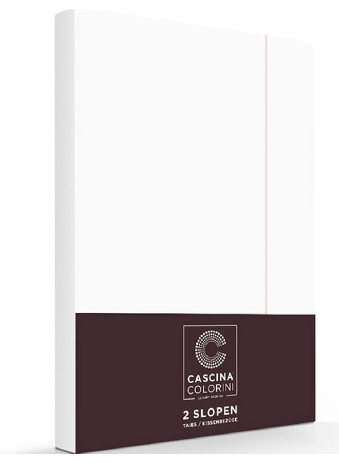 Kussenslopen Divina Wit/Roze - Set Van 2 - Egyptisch Percale Katoen