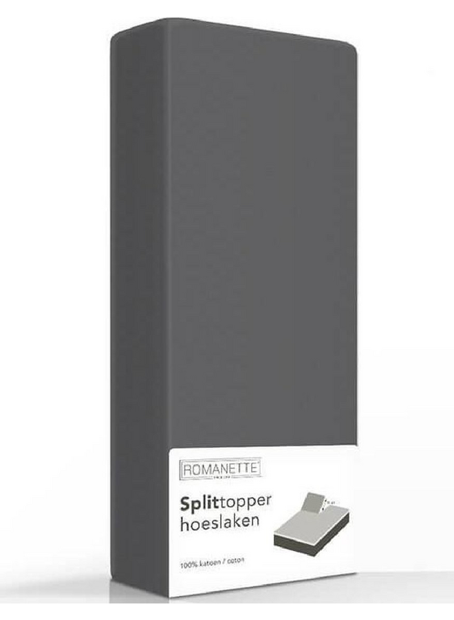 Hoeslaken Splittopper Antraciet - Katoen