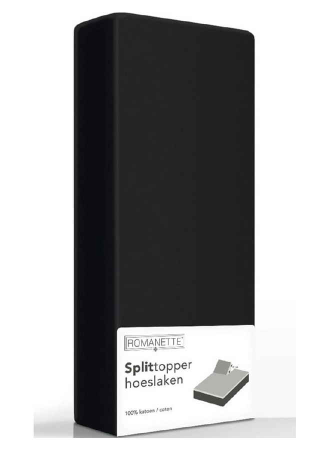 Hoeslaken Splittopper Zwart - Katoen
