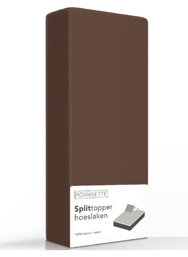 Hoeslaken Splittopper Taupe - Katoen
