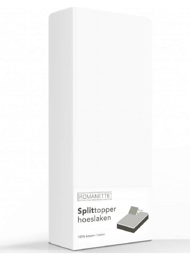Hoeslaken Splittopper Wit - Katoen