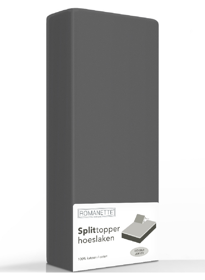 Hoeslaken Splittopper Antraciet - Dubbel Jersey