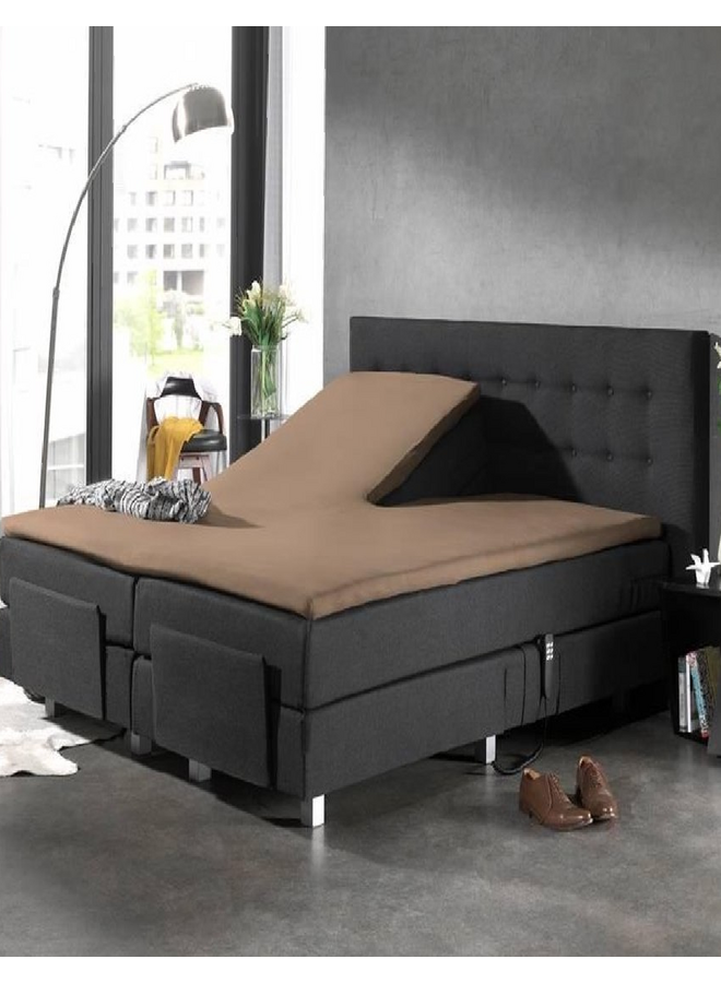 Hoeslaken Splittopper Taupe - Percale Katoen