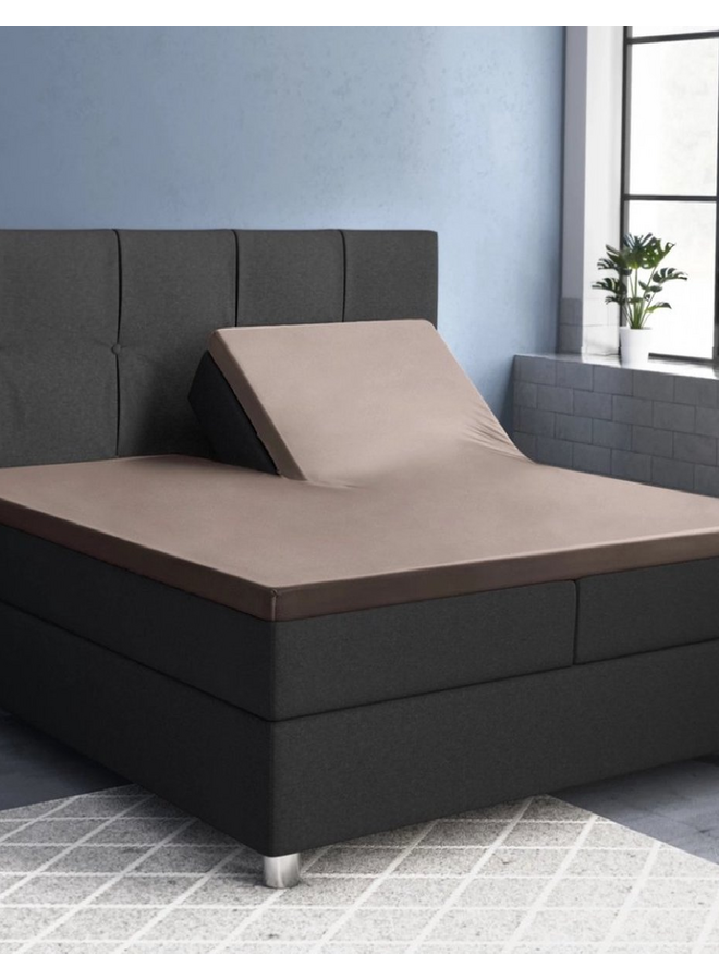 Hoeslaken Splittopper Taupe - Katoensatijn