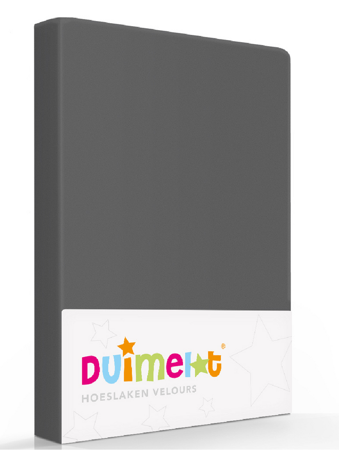 Duimelot Hoeslaken Kinderbed Antraciet - Velours