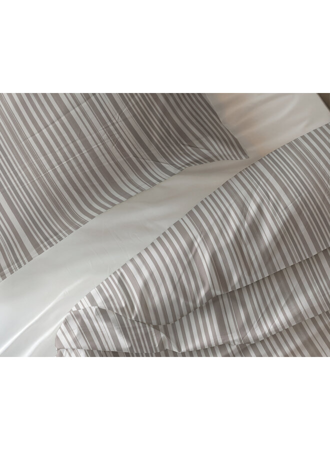 Sleeptime Dekbedovertrek Pinstripe Taupe - Katoen