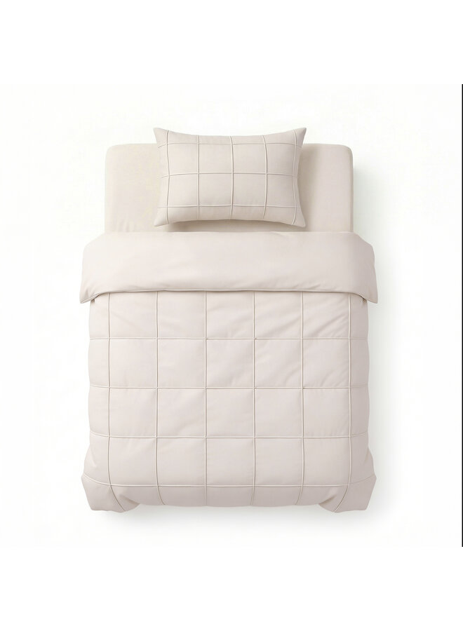 Sleeptime Dekbedovertrek Check Pintuck Beige - Microvezel