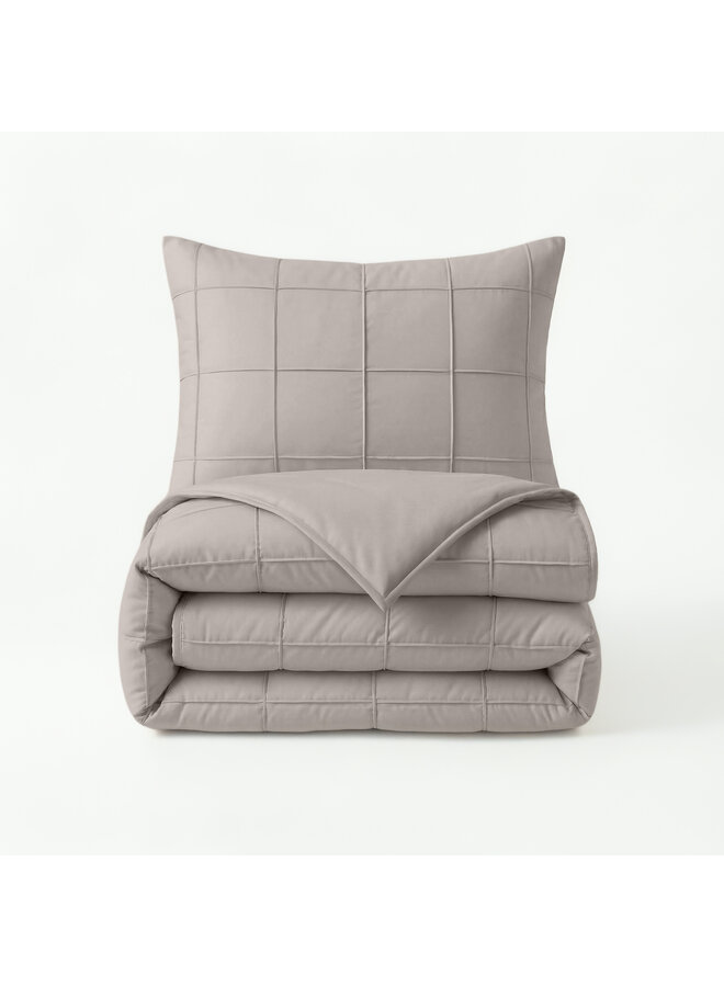 Sleeptime Dekbedovertrek Check Pintuck Taupe - Microvezel