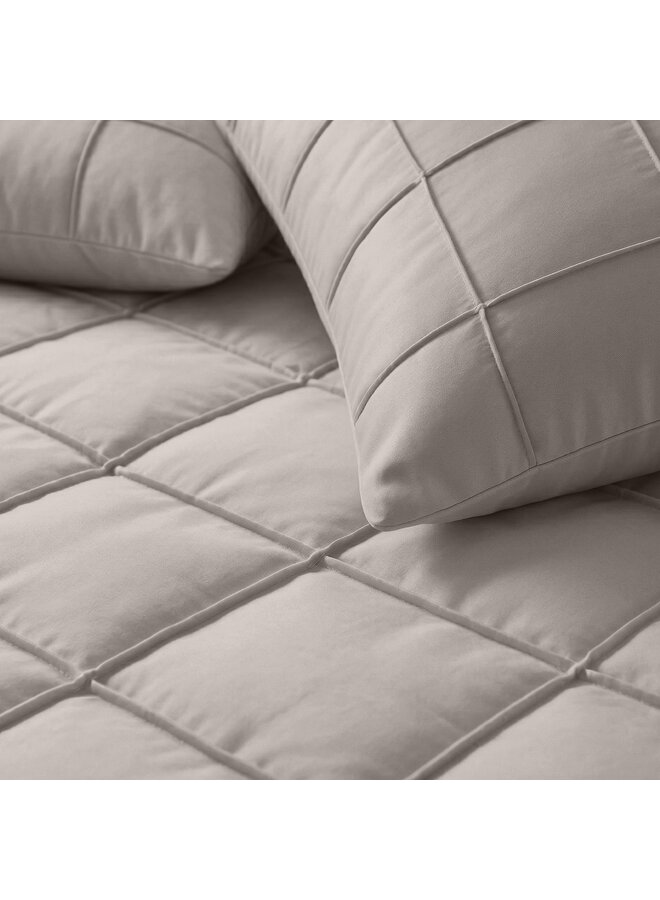 Sleeptime Dekbedovertrek Check Pintuck Taupe - Microvezel