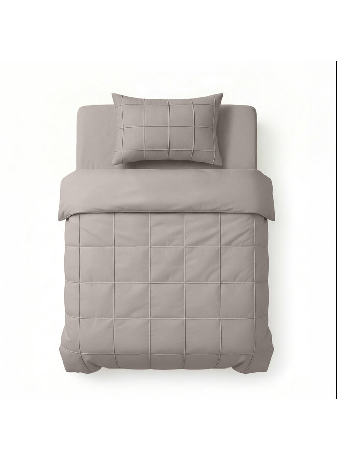 Sleeptime Dekbedovertrek Check Pintuck Taupe - Microvezel