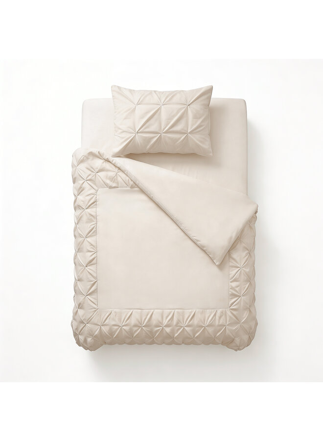 Sleeptime Dekbedovertrek Border Pintuck Beige - Microvezel