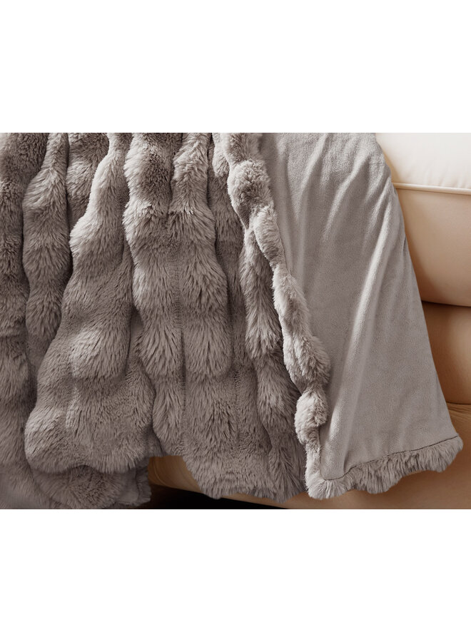 Sleeptime Plaid Pom Rabbit Taupe/Roze - Fur