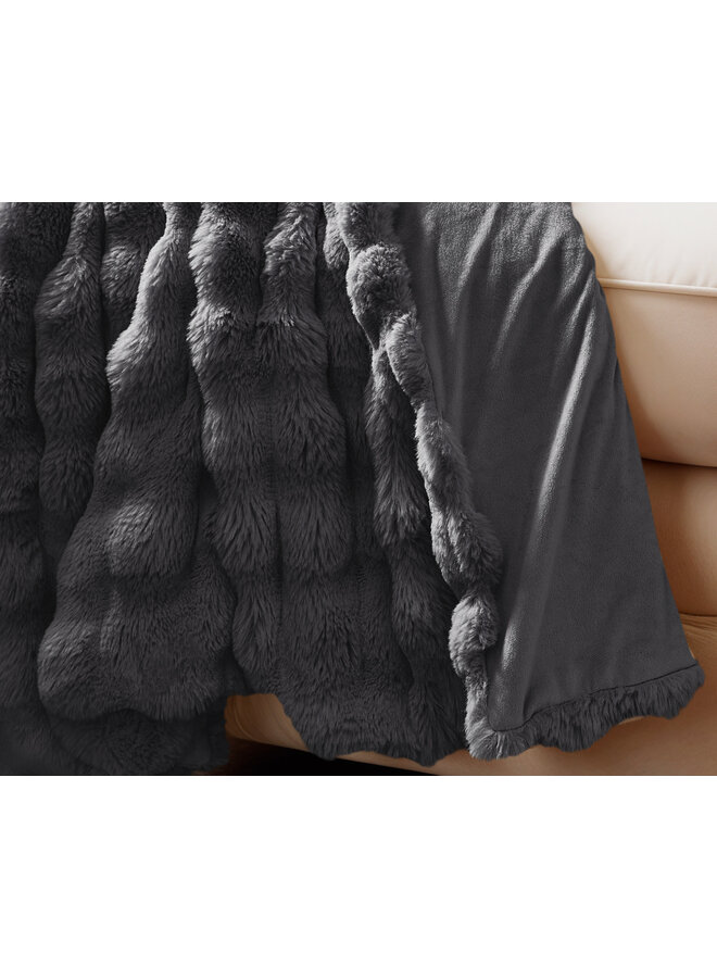 Sleeptime Plaid Pom Rabbit Antraciet - Fur