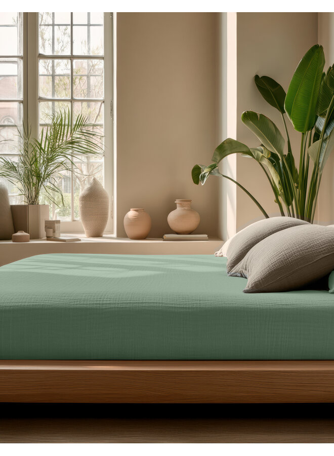 Dreamhouse Hoeslaken Groen - Mousseline Katoen
