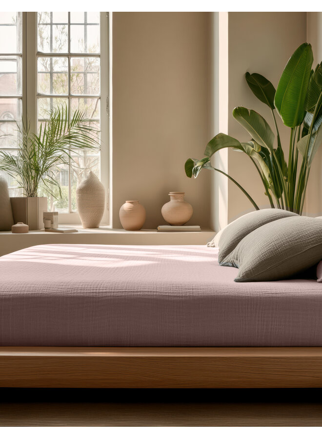 Dreamhouse Hoeslaken Roze - Mousseline Katoen