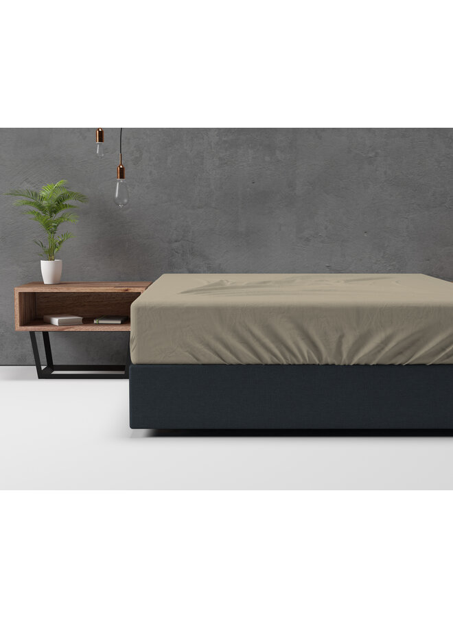Sleeptime Hoeslaken Flanel Basic - Taupe
