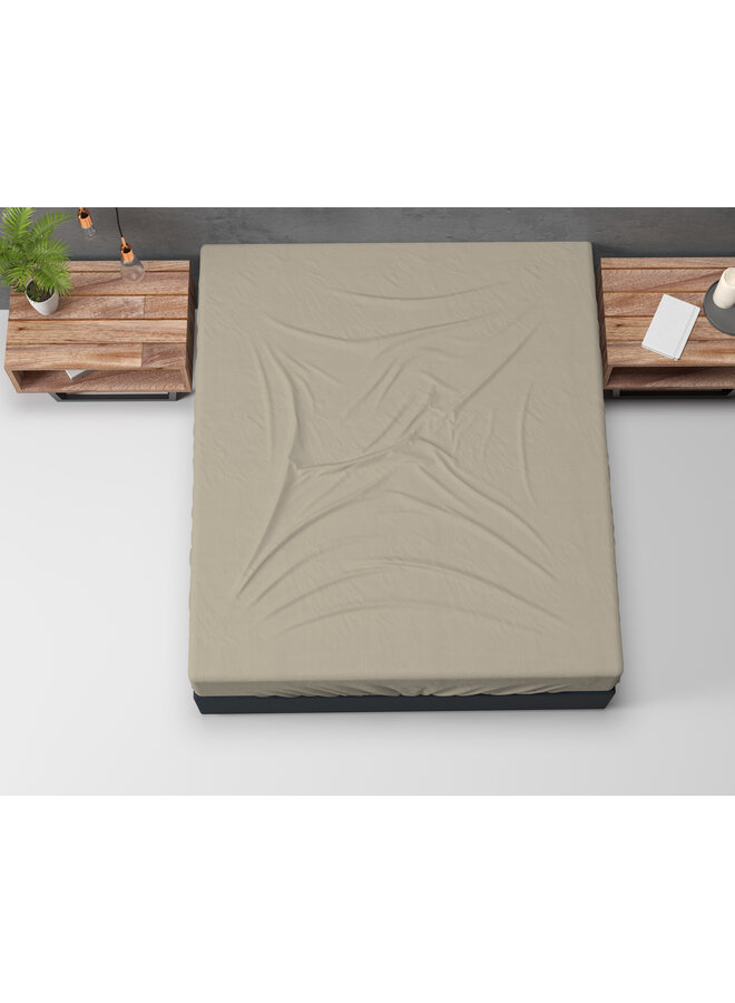 Sleeptime Hoeslaken Flanel Basic - Taupe
