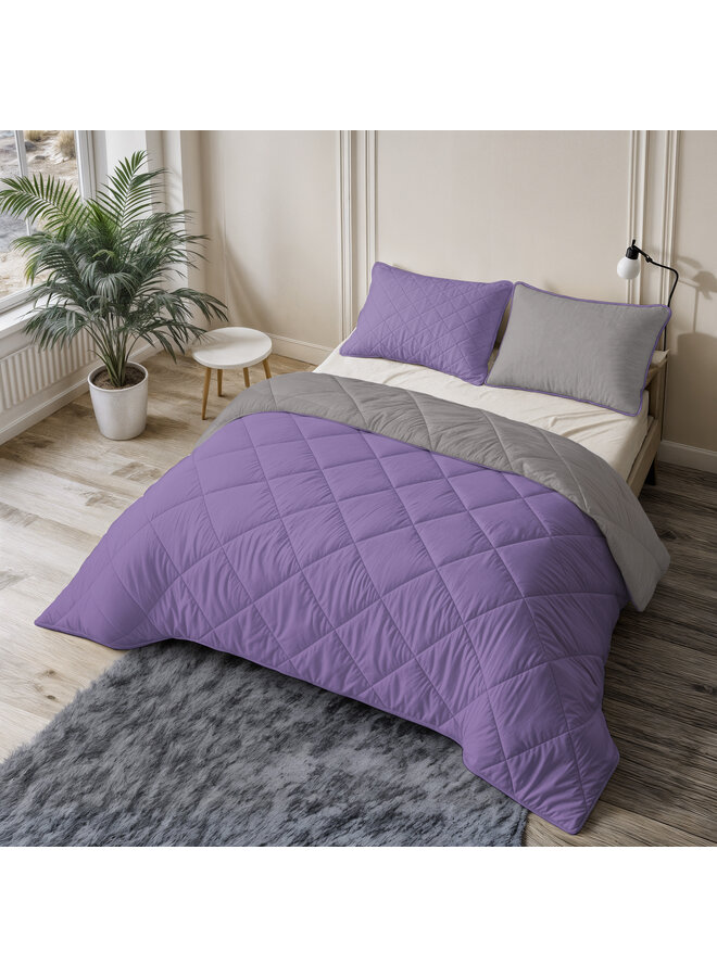 Sleeptime Lazy Dekbed Uni Lavendel/Taupe - Inclusief Kussenslopen - Microvezel