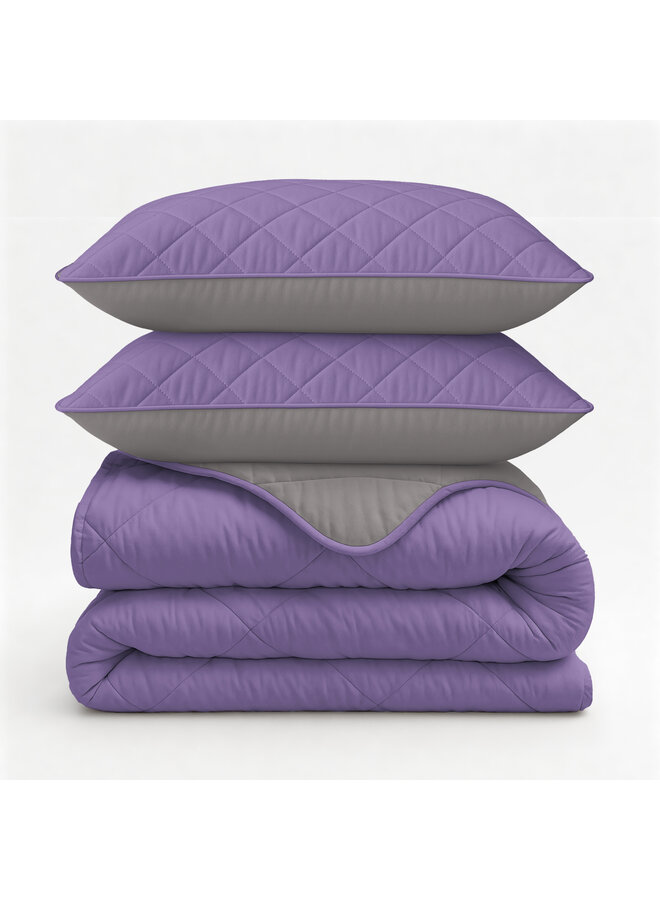 Sleeptime Lazy Dekbed Uni Lavendel/Taupe - Inclusief Kussenslopen - Microvezel