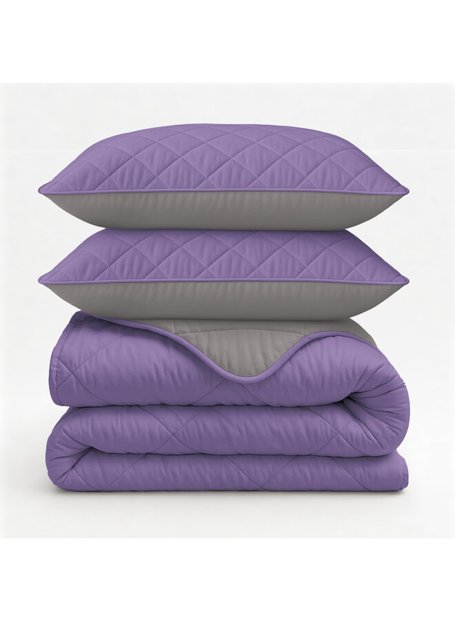 Sleeptime Lazy Dekbed Uni Lavendel/Taupe - Inclusief Kussenslopen - Microvezel