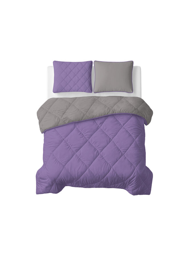 Sleeptime Lazy Dekbed Uni Lavendel/Taupe - Inclusief Kussenslopen - Microvezel