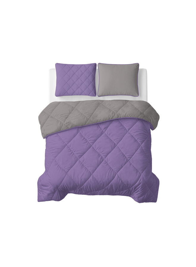 Sleeptime Lazy Dekbed Uni Lavendel/Taupe - Inclusief Kussenslopen - Microvezel