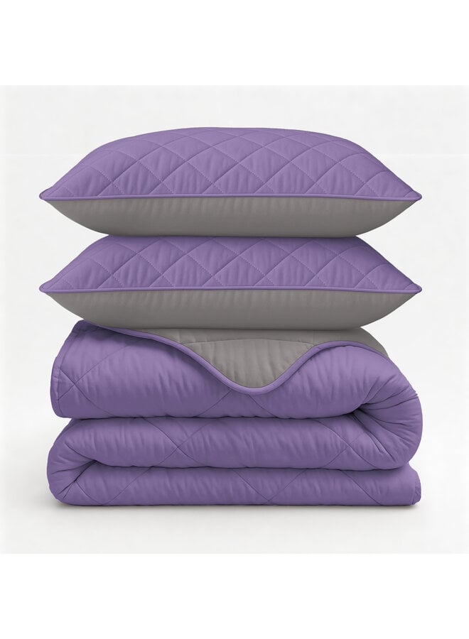 Sleeptime Lazy Dekbed Uni Lavendel/Taupe - Inclusief Kussenslopen - Microvezel